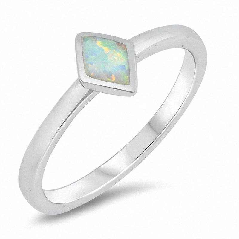 Solitaire Ring Marquise Created Opal Solid 925 Sterling Silver Choose Color