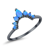 Curved Band Thumb Rings Pear Lab Created Opal Cubic Zirconia 925 Sterling Silver