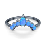 Curved Band Thumb Rings Pear Lab Created Opal Cubic Zirconia 925 Sterling Silver