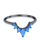 Curved Band Thumb Rings Pear Lab Created Opal Cubic Zirconia 925 Sterling Silver