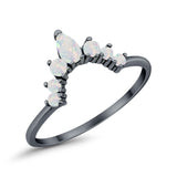 Curved Band Thumb Rings Pear Lab Created Opal Cubic Zirconia 925 Sterling Silver