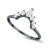 Curved Band Thumb Rings Pear Lab Created Opal Cubic Zirconia 925 Sterling Silver