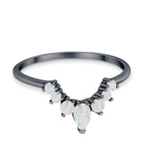 Curved Band Thumb Rings Pear Lab Created Opal Cubic Zirconia 925 Sterling Silver