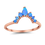 Curved Band Thumb Rings Pear Lab Created Opal Cubic Zirconia 925 Sterling Silver