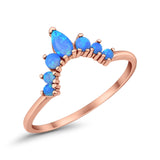 Curved Band Thumb Rings Pear Lab Created Opal Cubic Zirconia 925 Sterling Silver