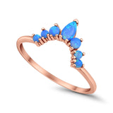 Curved Band Thumb Rings Pear Lab Created Opal Cubic Zirconia 925 Sterling Silver