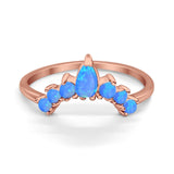 Curved Band Thumb Rings Pear Lab Created Opal Cubic Zirconia 925 Sterling Silver