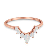 Curved Band Thumb Rings Pear Lab Created Opal Cubic Zirconia 925 Sterling Silver