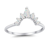 Curved Band Thumb Rings Pear Lab Created Opal Cubic Zirconia 925 Sterling Silver