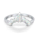Curved Band Thumb Rings Pear Lab Created Opal Cubic Zirconia 925 Sterling Silver