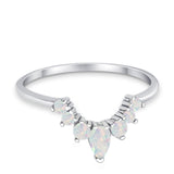 Curved Band Thumb Rings Pear Lab Created Opal Cubic Zirconia 925 Sterling Silver