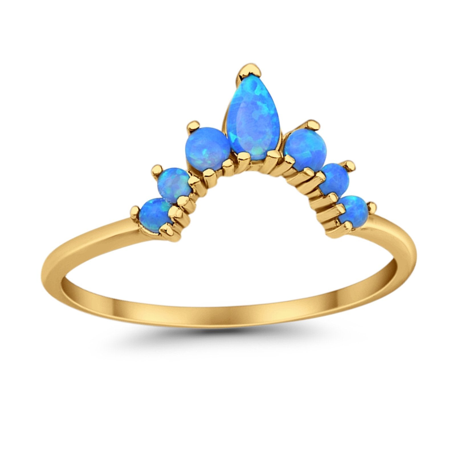 Curved Band Thumb Rings Pear Lab Created Opal Cubic Zirconia 925 Sterling Silver