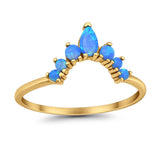 Curved Band Thumb Rings Pear Lab Created Opal Cubic Zirconia 925 Sterling Silver