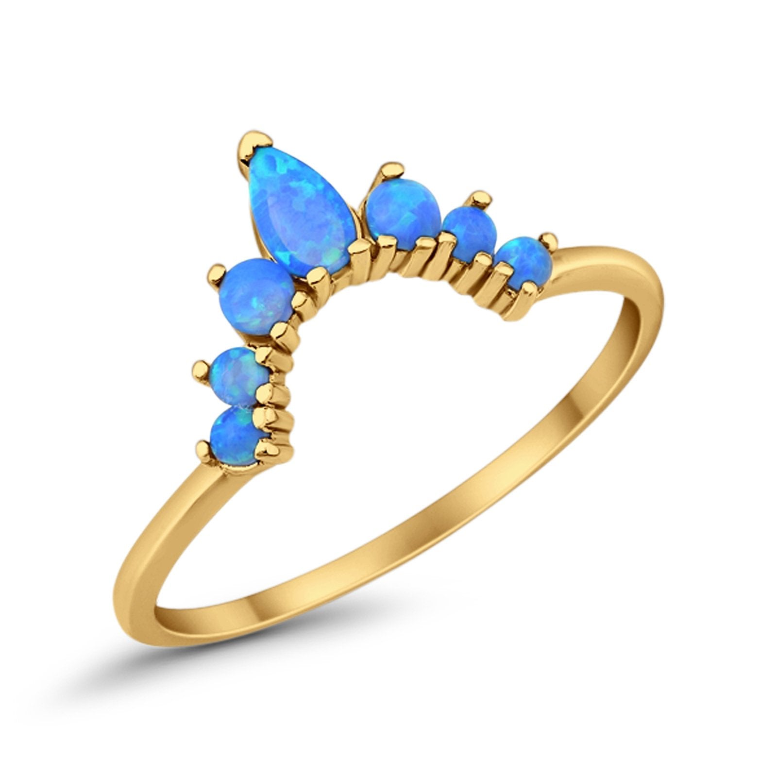 Curved Band Thumb Rings Pear Lab Created Opal Cubic Zirconia 925 Sterling Silver