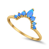 Curved Band Thumb Rings Pear Lab Created Opal Cubic Zirconia 925 Sterling Silver