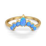 Curved Band Thumb Rings Pear Lab Created Opal Cubic Zirconia 925 Sterling Silver