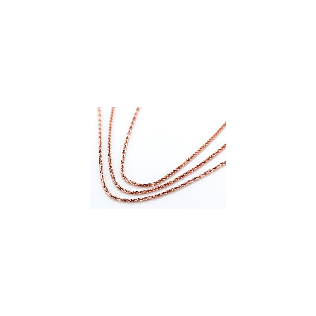 1.4MM Criss Cross Rose Gold Chain .925 Sterling Silver Length 16-22 Inches