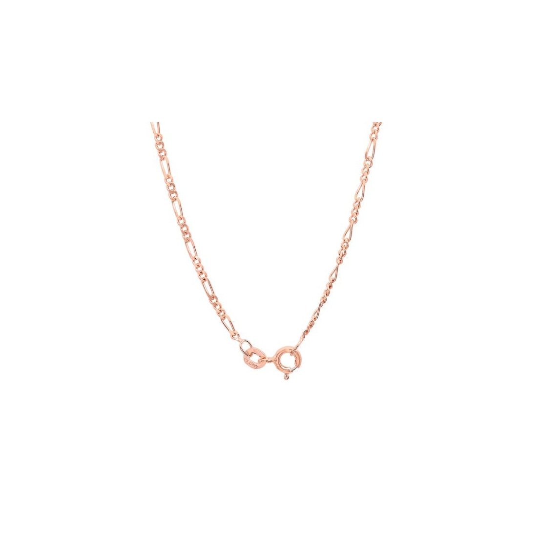 1.5MM 040 Figaro Rose Gold Chain .925 Sterling Silver Length "16-22" Inches