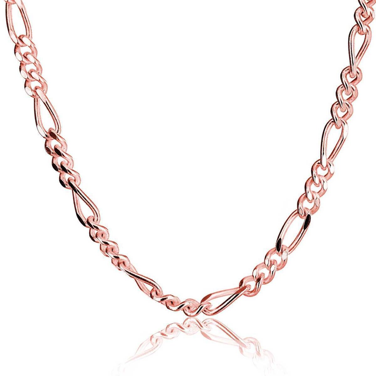 1.5MM 040 Figaro Rose Gold Chain .925 Sterling Silver Length "16-22" Inches