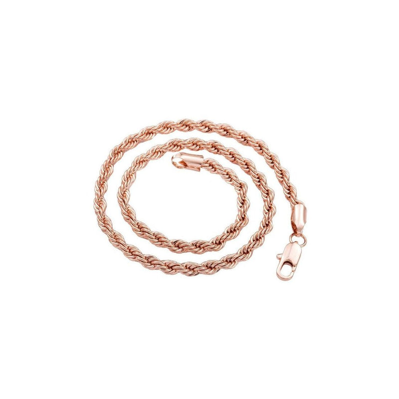 Loose Rope Chain Rose Gold 925 Sterling Silver