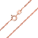 1.6MM Rose Gold Singapore Chain .925 Sterling Silver Length "16-22" Inches
