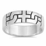 Cross Puzzle Band Ring 925 Sterling Silver