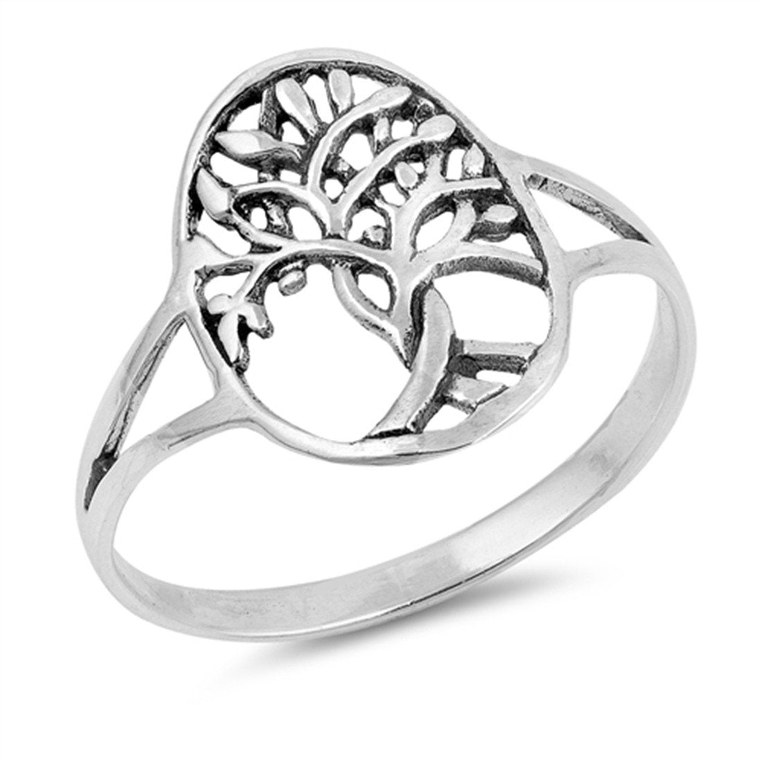 Split Shank Tree of Life Band Ring 925 Sterling Silver Tree of Life Choose Color