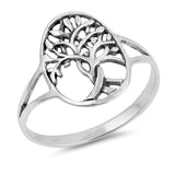 Split Shank Tree of Life Band Ring 925 Sterling Silver Tree of Life Choose Color