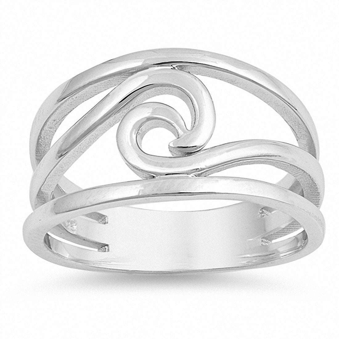 12mm Wave Band Ring 925 Sterling Silver