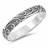 4mm Oxidize Design Unisex Filigree Swirl Band Ring 925 Sterling Silver Men Women