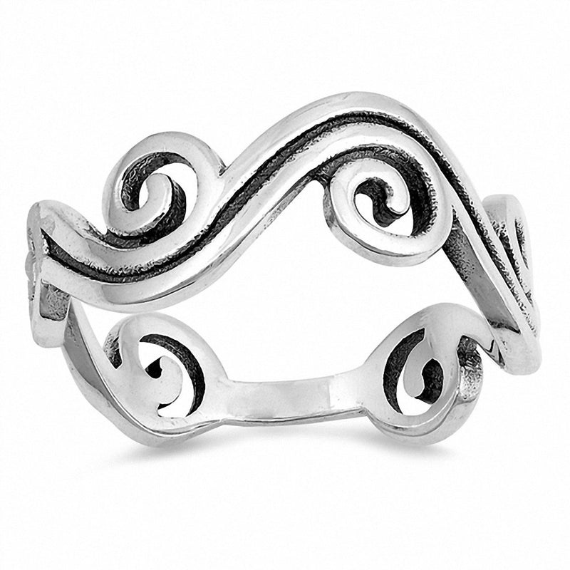 Swirl Wave Ring Band 925 Sterling Silver Choose Color