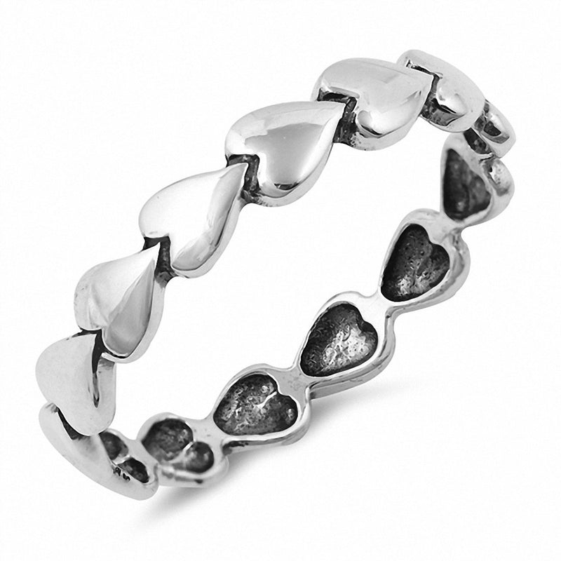 4mm Sideways Heart Band Ring 925 Sterling Silver Choose Color