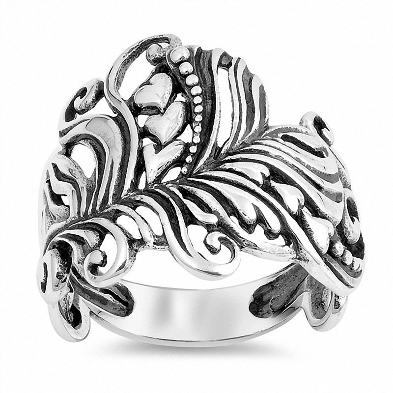 Heart Filigree Ring Band 925 Sterling Silver Choose Color