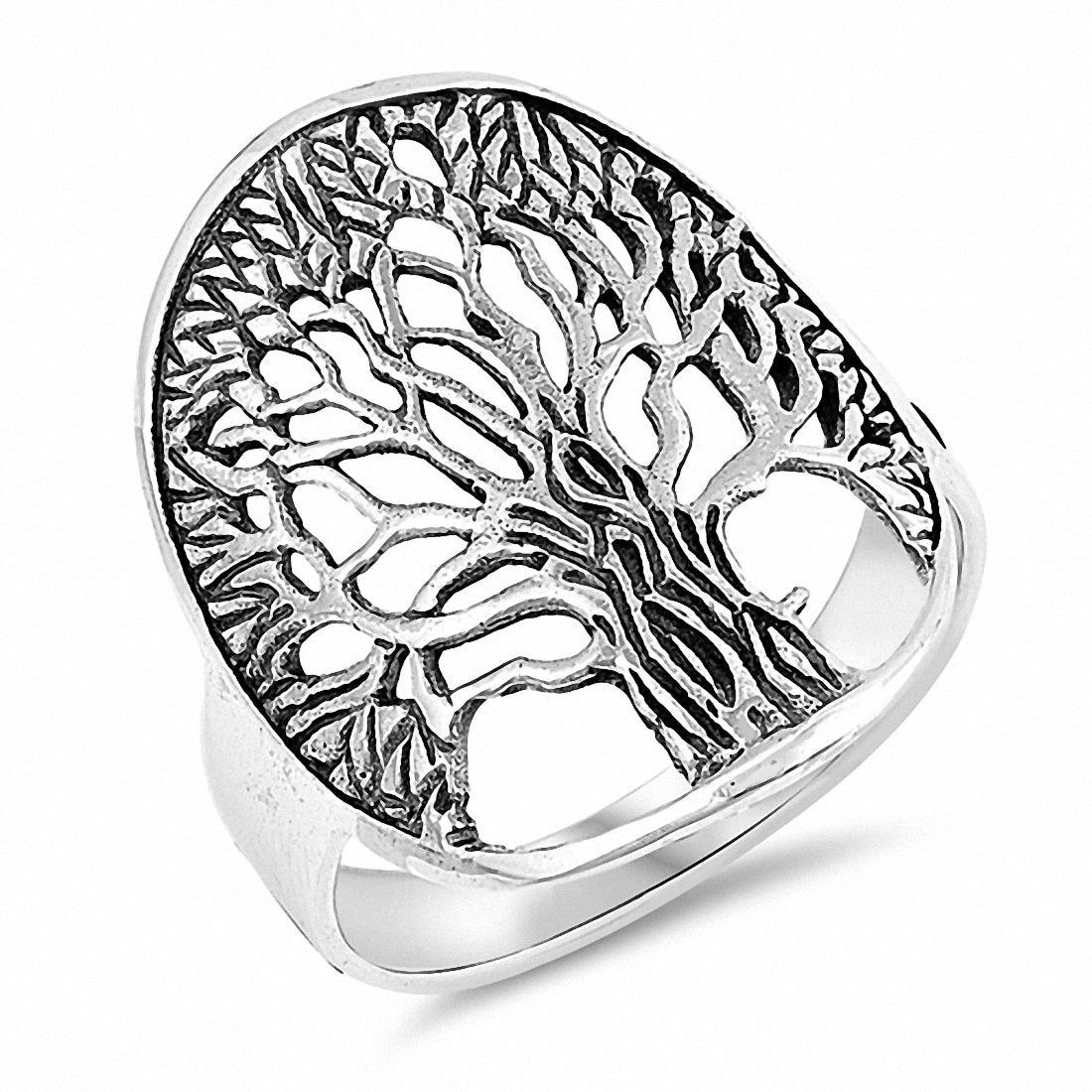 Tree of Life Ring Band 925 Sterling Silver Choose Color