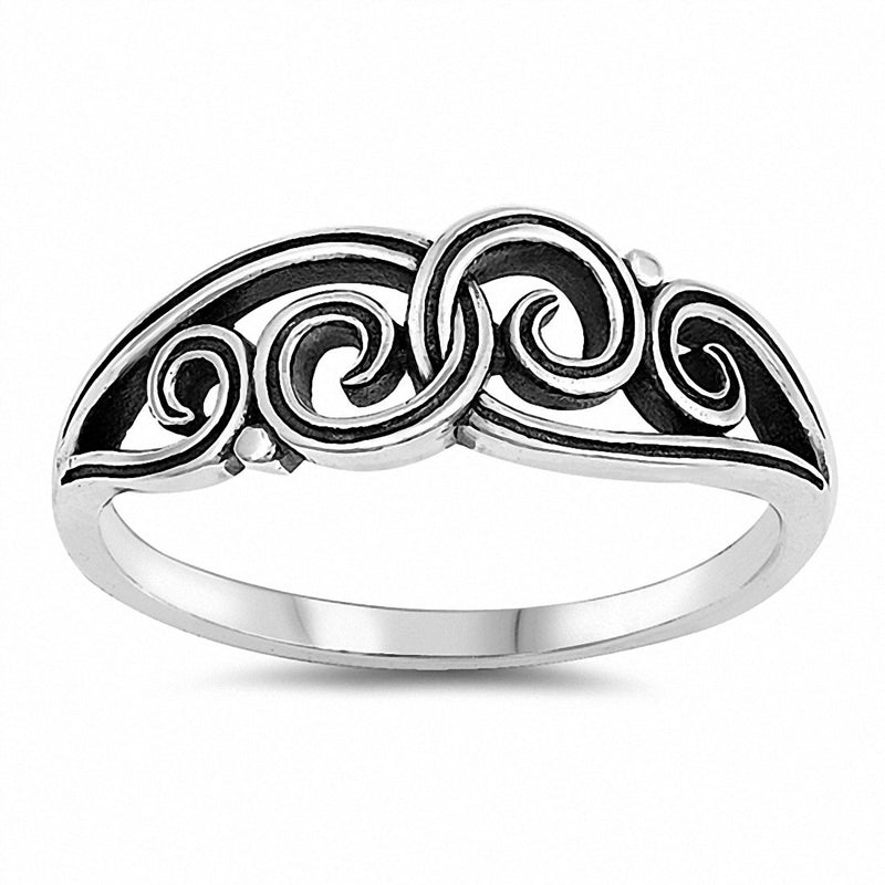 Filigree Swirl Band Ring 925 Sterling Silver Choose Color