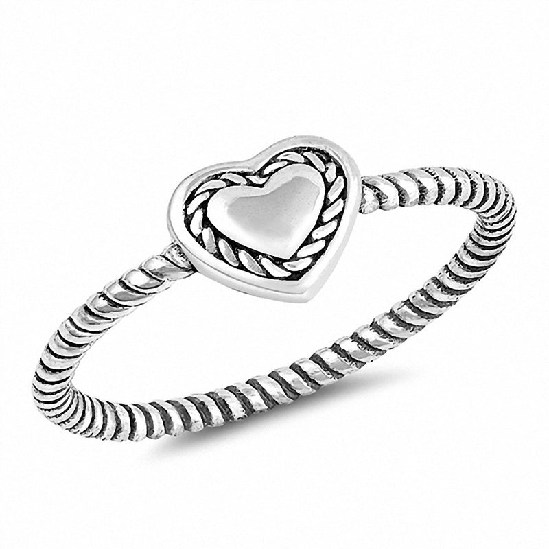Twisted Braided Heart Band Ring 925 Sterling Silver Choose Color