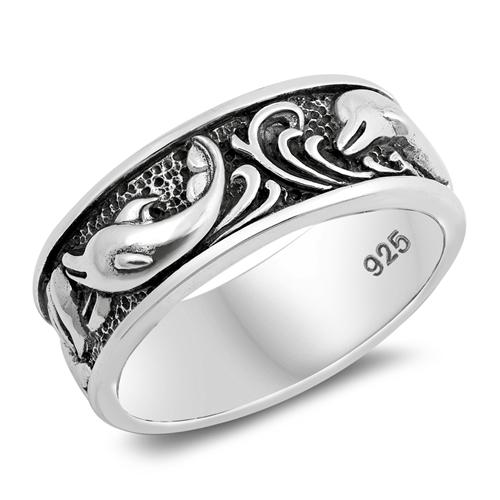 Dolphin Band Ring 925 Sterling Silver Choose Color
