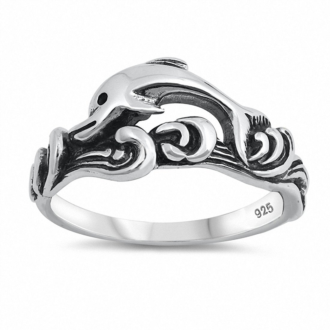 Dolphin Ring Band 925 Sterling Silver Choose Color
