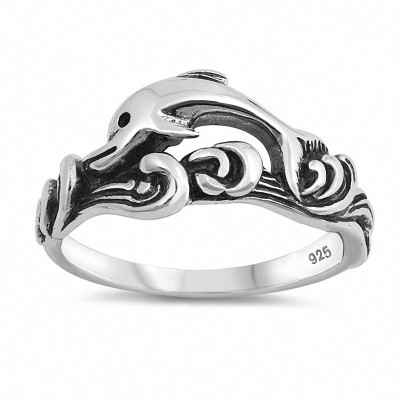 Dolphin Ring Band 925 Sterling Silver Choose Color