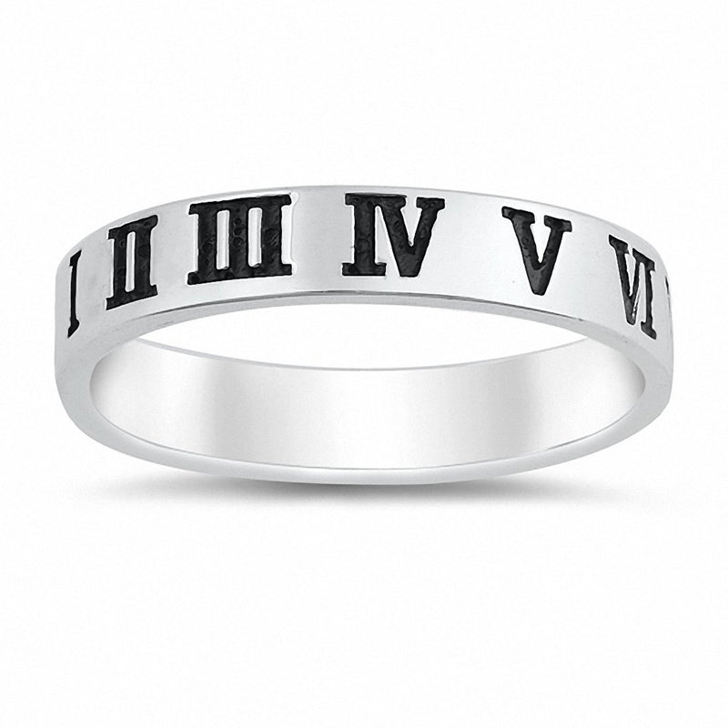 Roman Numeal Band Ring 925 Sterling Silver Choose Color