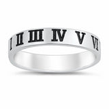 Roman Numeal Band Ring 925 Sterling Silver Choose Color