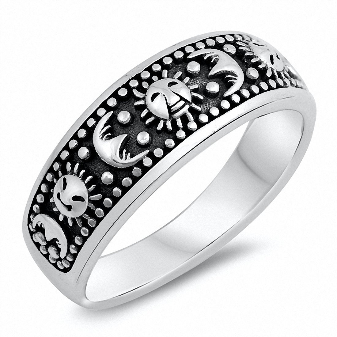 Moon Sun Ring Band 925 Sterling Silver Choose Color