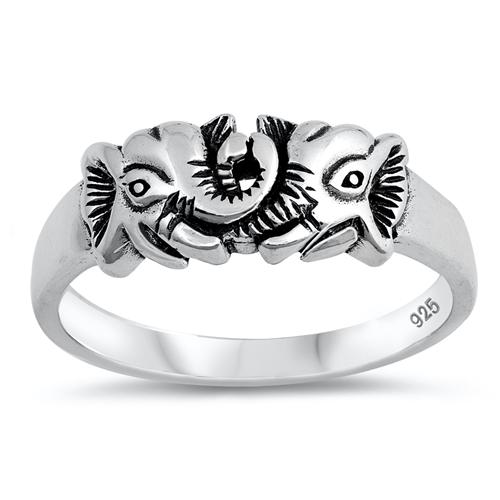 Lucky Trunk Up Elephant Band Ring 925 Sterling Silver Choose Color