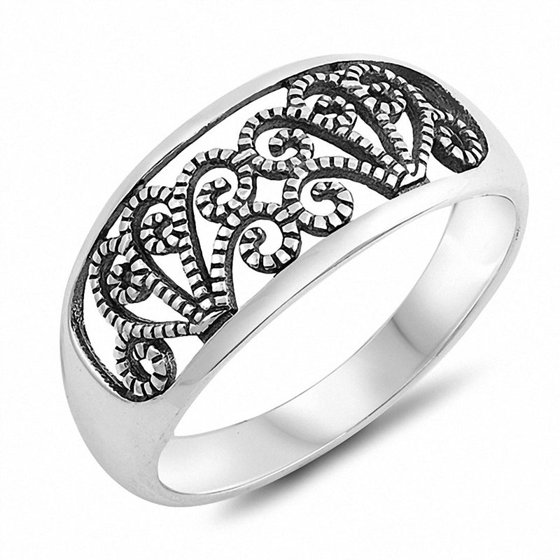 Filigree Band Ring 925 Sterling Silver Choose Color