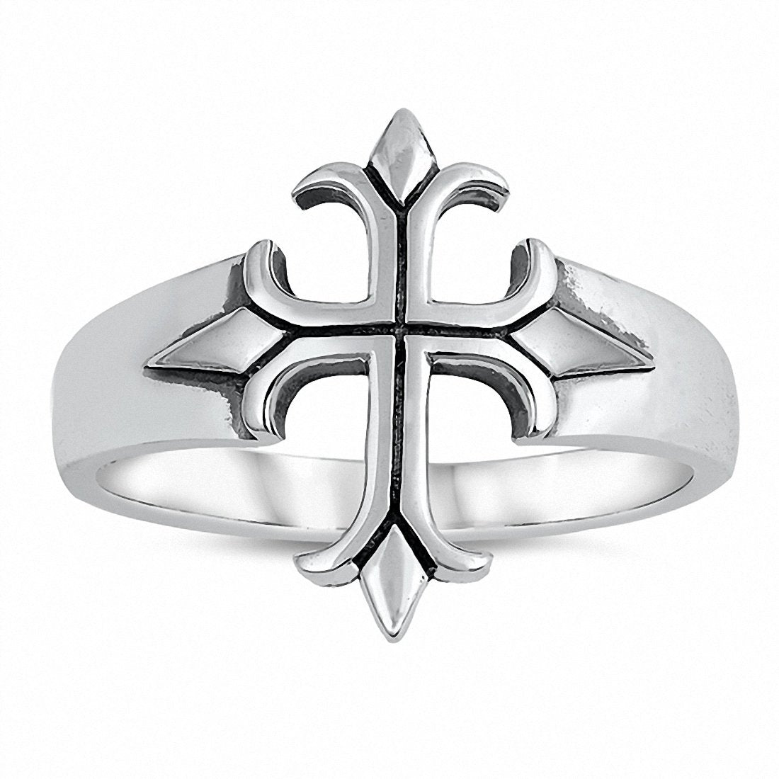 Biker Design Cross Ring Band 925 Sterling Silver Choose Color