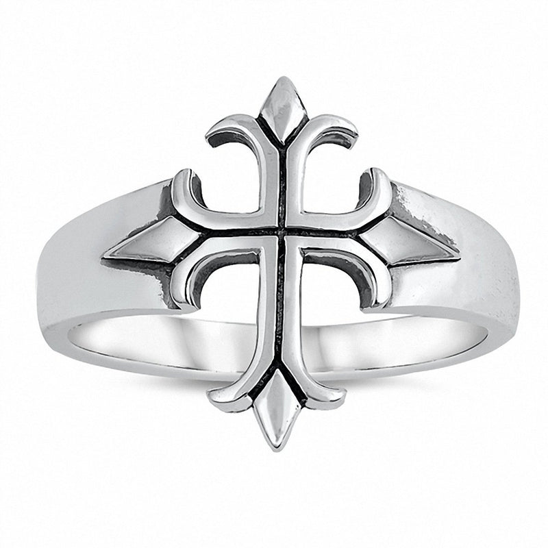 Biker Design Cross Ring Band 925 Sterling Silver Choose Color