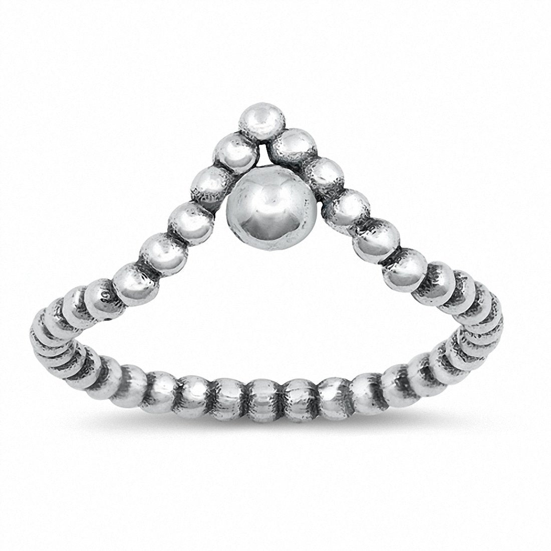 Bead Chevron Midi Band Ring 925 Sterling Silver Choose Color