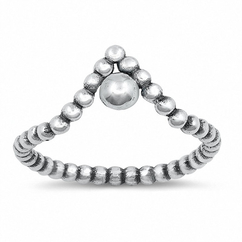 Bead Chevron Midi Band Ring 925 Sterling Silver Choose Color