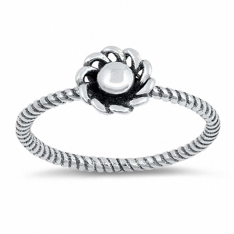 Flower Ring Band Oxidized Braided Twisted Cable Design 925 Sterling Silver Choose Color