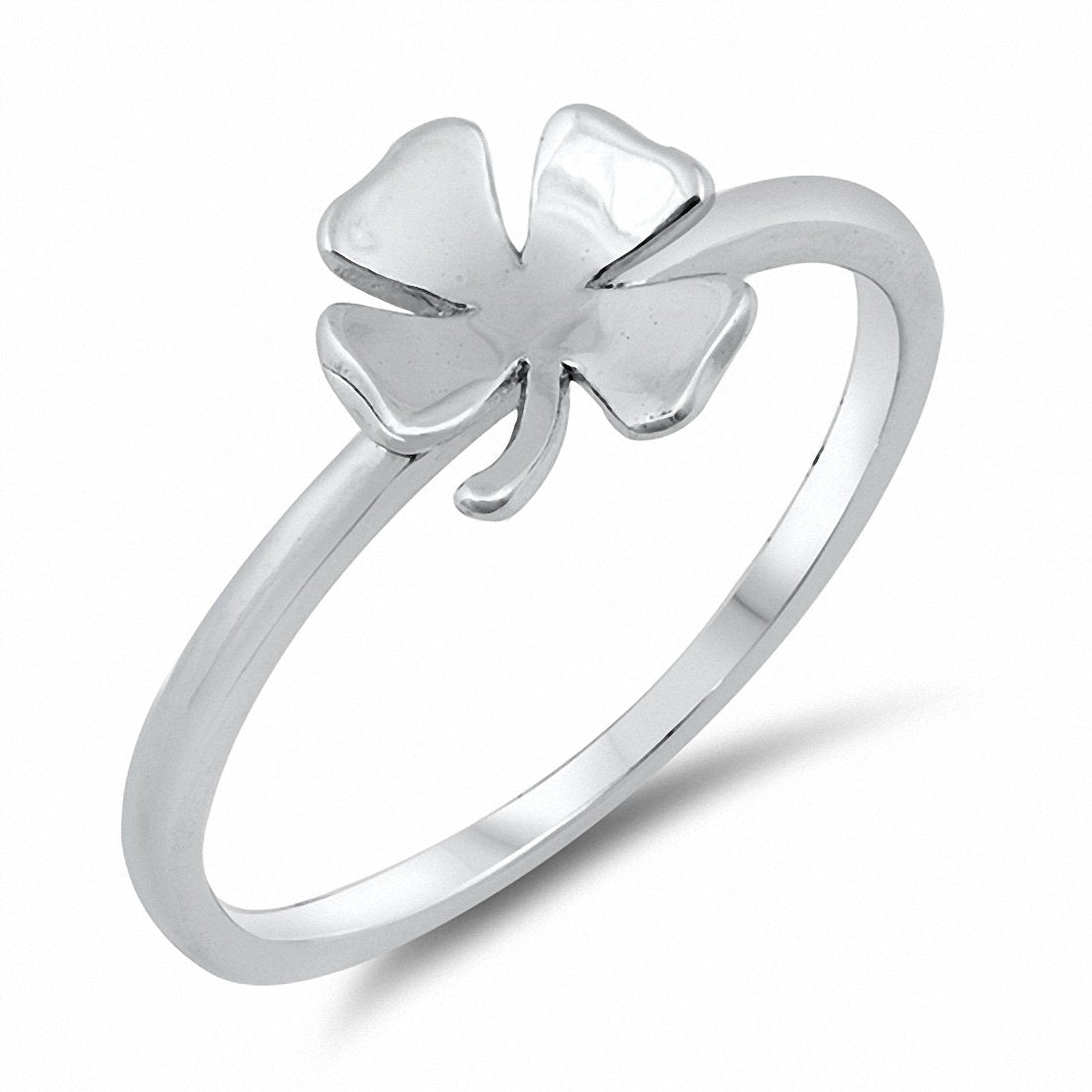 Clover Leaf Band Ring Solid 925 Sterling Silver Choose Color
